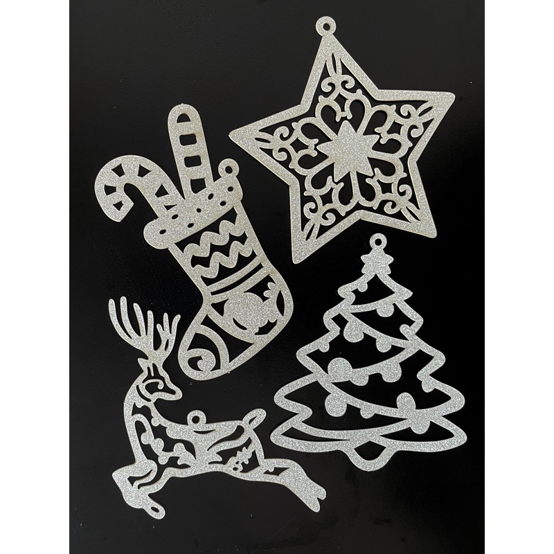 Norinoya 20PCS Glittering Snowflake Hanging for Tree Decorations Christmas Santa