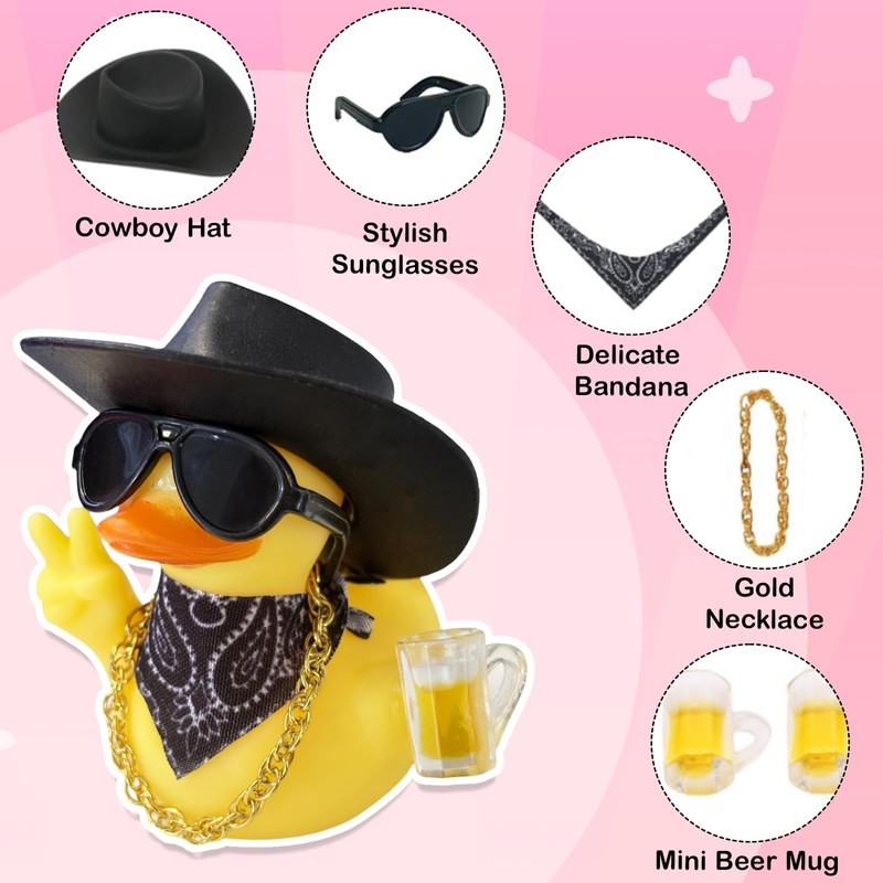 22 Pcs Rubber Duck Car Decorations, Rubber Ducks Bath Toys