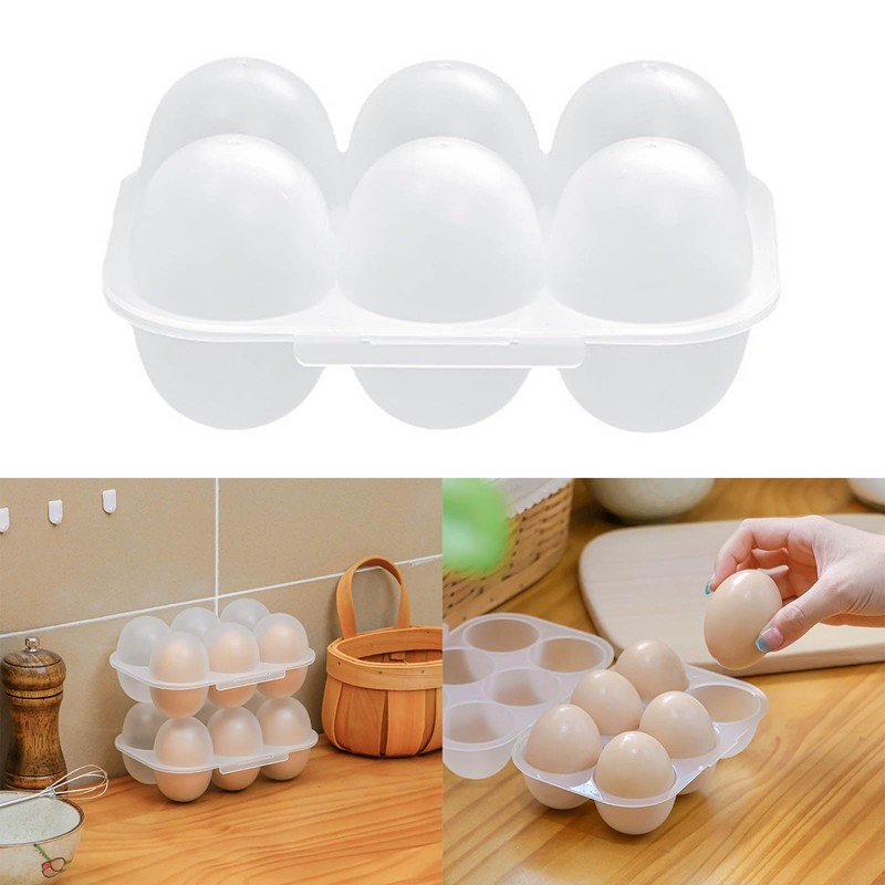 HYBEW Eggs Holder 6 Eggs Storage Container With Fixed Handle