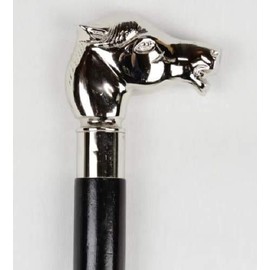 Zubaida Nauticals Silver Nickel Plated Horse Head Cane Wood Walking Stick