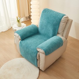 vctops Sherpa Fleece Recliner Chair Cover Super Soft Warm Plush Sofa Slipcover Furniture Protector Non Slip Washable Reclining Chair Cover for Kids, Pets (Lake Blue,30"x91")