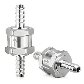 2Pcs 8mm Fuel Non Return Valve One Way Inline Check Valve (Silver)