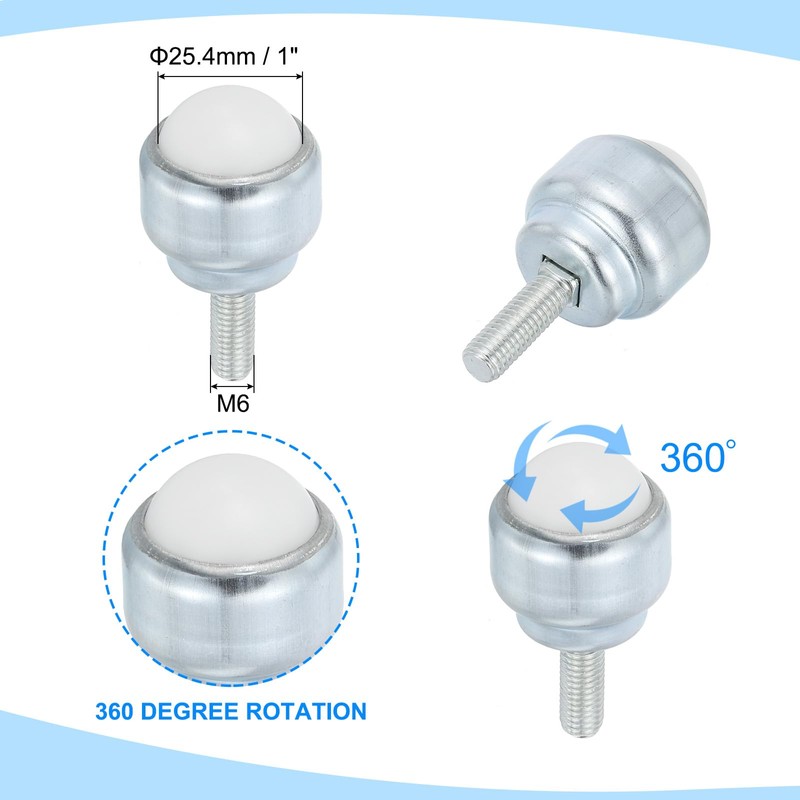 PATIKIL 1" Roller Ball Transfer Bearing, 6 Pcs Round Ball