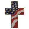 3-Piece Cross Patriotic American Flag Stars & Stripes Lapel Pin