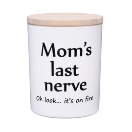 Toptime Gift for Mom from Daughter Son, Mother's Day Birthday Thanksgiving Gift Lavander Scented Candle with Moms Last Nerve Oh Look Its On Fire, 5.3oz Soy Wax 30h Burning Time Aromatherapy Candle