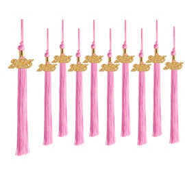 UIALECG - 10 borlas de graduación con dije 2025 para gorra y vestido de graduación, borlas rosadas