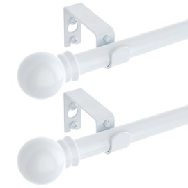 GXOACKJ 2 Pack White Curtain Rods for windows 32 to 62 inch, 5/8 inch Splicing Heavy Duty Metal Curtain Rod Set with Brackets