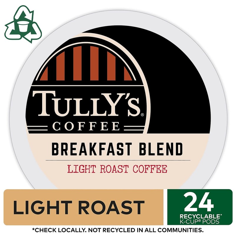 Tully's Coffee Breakfast Blend, K-Cup Portion Pack for Keurig K-Cup