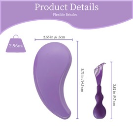 Comma-Shaped Small Dog Brush and Cleaning Comb, Fit for Yorkie, Shih Tzu, Maltese Maltipoo Pomeranian - Gentle Soft Bristles for Effortless Pet Hair Removal, Puppy Essentials (Purple）