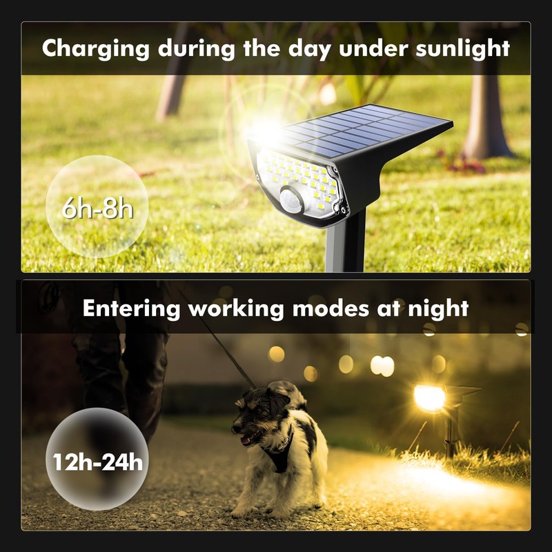 AloftSun Solar Motion Sensor Outdoor Lights,Waterproof Motion Sensor Spot Lights-