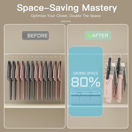 2 Pack 5-Tier Space Saving Hangers, Stainless Steel Black Closet Organizer for Pants, Jeans，Skirts, Scarves - Durable & Heavy Duty