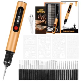 Engraving Pen by TUBINOONE, Ultimate Cordless Portable Tool for Artists & DIYers - Engrave 50+ Surfaces - Beginner Friendly - Rechargeable - Free 30 Bits & Mastery Guide (Gold)