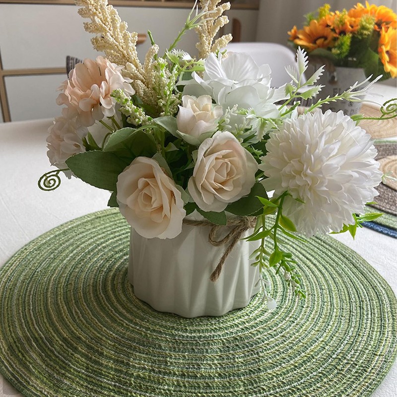 Round Placemats Set of 6, Washable Round Braided Place Mats,