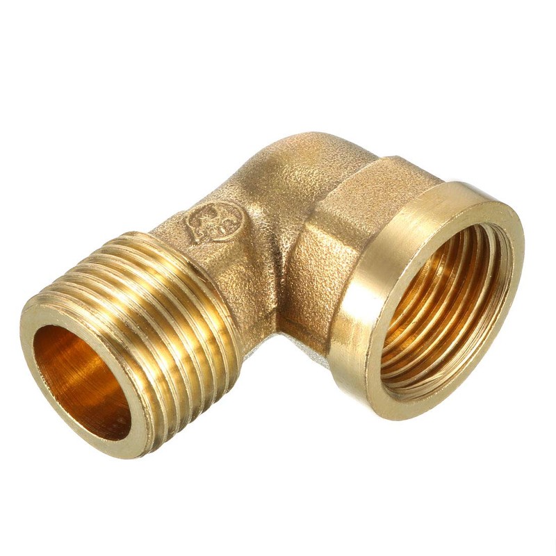sourcing map Brass Elbow Pipe Fitting 90 Degree 1/2 BSP