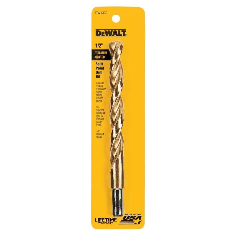 DEWALT DW1332 1/2-Inch Titanium Nitride 3/8-Inch Reduced Shank Split Point