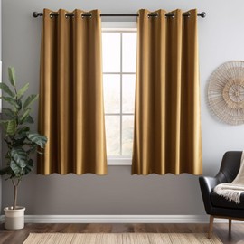 Aljctns Gold Brown Velvet Curtains 2 Panels Set - Super Soft Grommet for Living Room, Noise Reducing, Room Darkening, Luxury Bedroom Decor W52 x L63 Inches