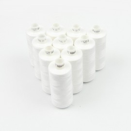 10 x 1000 m Ackermann universal sewing thread, thickness 120, quality thread, sewing machine thread, overlock thread for overlock sewing machines (700 white)