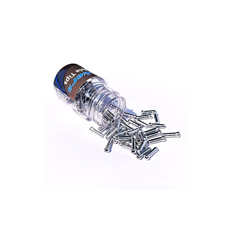 Gekors Bicycle Cable End Crimps 100 Pack,Silver