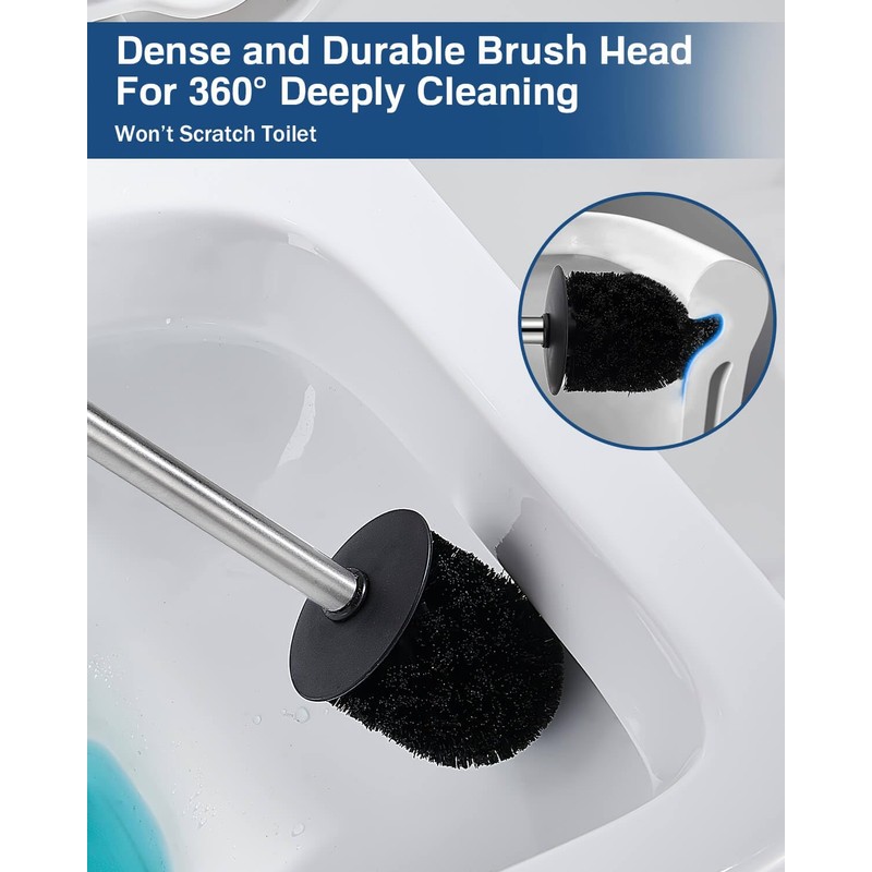 HOUHA Toilet Brush Stainless Steel with Toilet Brush Holder, 2