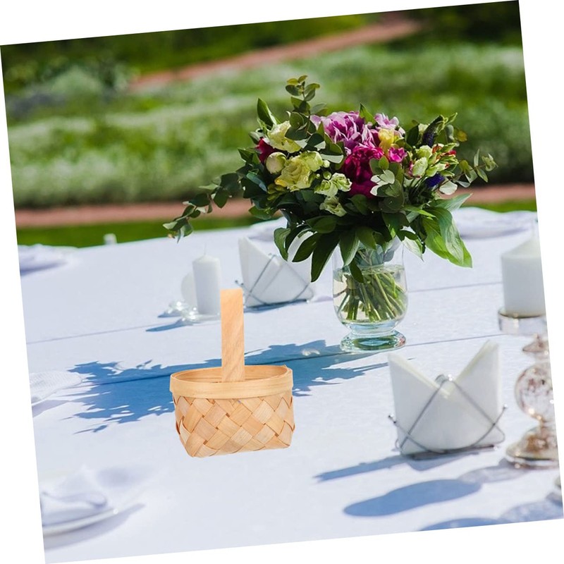 iplusmile 5Pcs Tiny Woven Baskets with Handle Versatile Party Treats