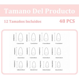 48 Piezas Uñas Press On,Uñas Postizas De Cortas Largas De Francesa