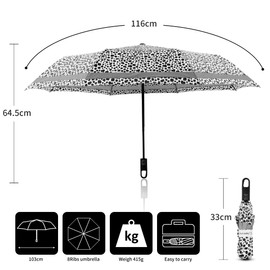 Quick Safety® Hiking Trekking Umbrella Pocket Umbrella Men Women Open-Close Automatic Storm Resistant Reflective Carabiner Hook Handle Design, Cheetah white