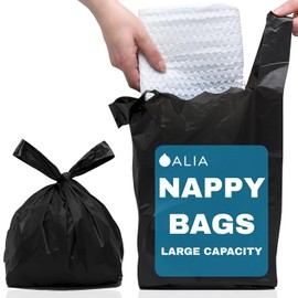 2000 x ALIA Black Adult Nappy Sacks | Extra Large | Tie Handles |