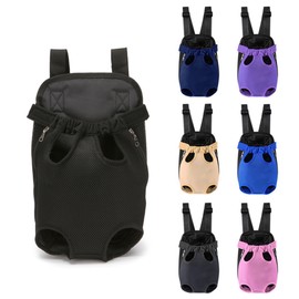 Dog Front Backpack, Outdoor Pets Shoulder Bag Chest Strap Travel Bag Legs Front Backpack Carrier for Dogs Cats and Rabbits (Black, L)