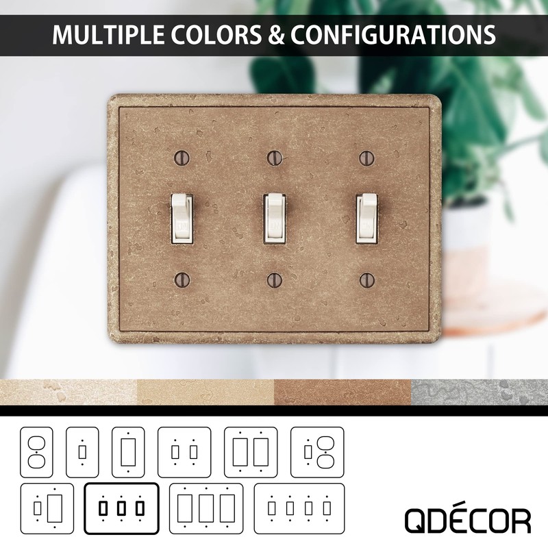 Questech Light Switch Cover, Triple Toggle Wall Plate for Electrical