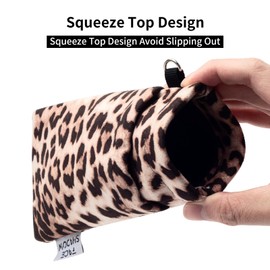 Face Shadow Soft Glasses Case for 2 Glasses Sunglasses Case with Snap Closure Glasses Bag Women Men Sunglasses Glasses Case, Leopard pattern