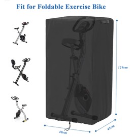 Fenghome Exercise Bike Cover, Folding Exercise Bike Covers for Home Use,Waterproof Dust-proof Protective for Indoor Fitness Equipment - 40 x 45 x 129 cm (Black)