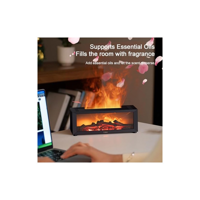 Essential Oil Diffuser, Fireplace Flame Aromatherapy Diffuser with 7 Colors