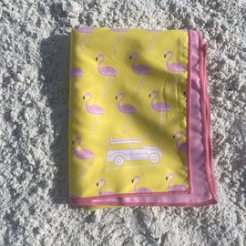 Surf and Racquet Towels, Quick Dry, Sand Resistant, Light Weight and Compact (Flamingo Yellow and Pink, 78 x 35 Towel)