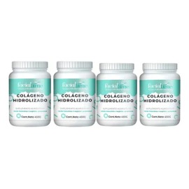 Kit 4 Colágeno Hidrolizado Puro + Ácido Hialurónico 450 Gr Sabor Natural