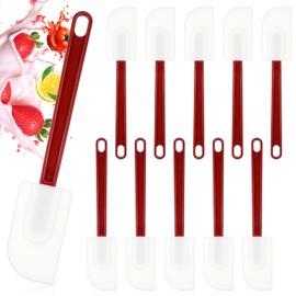 10 Pcs Silicone Rubber Spatula, Commercial Grade Silicone Spatulas Heat Resistant, Non Stick Heavy Duty Scraper for Kitchen Cooking Mixing Frying Spreading Baking, Dishwasher Safe (10 Inch)