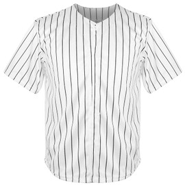 Youth Blank Baseball Jersey Boy's Hip Hop Short Sleeve Shirts Kid's Sports Uniforms Jersey(X-Large, White-Stripe)