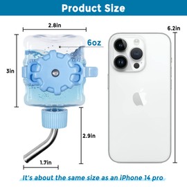 Vannon Small Animal Water Bottles for Crate Mini Clear Water Bottles Leak-Proof Water Dispenser for Rabbit, Chinchilla, Ferret, Guinea Pigs, Hedgehog, 6oz, No Drip, BPA Free