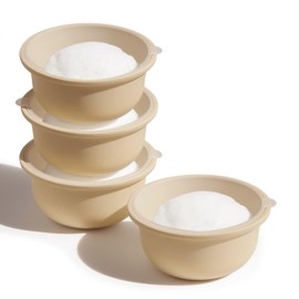 FEHNAG 4Pcs Stackable Silicone Pizza Dough Proofing Containers with Lids,Pizza Dough Proofing Box | Make 12" Pizzas 700ml(4Pcs Beige)