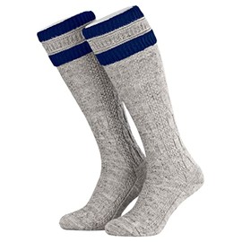 Piarini 1 Pair of Men's Traditional Socks with Cable Pattern Traditional Socks with Wool Cuff Long, Nut Royal