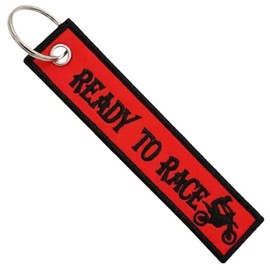 Ready to Race Racing Motorcycle Motorbike Biking Biker Dirtbike Keychain Key Tag Chain Fob Ring, Yellow, 5.1 inches long