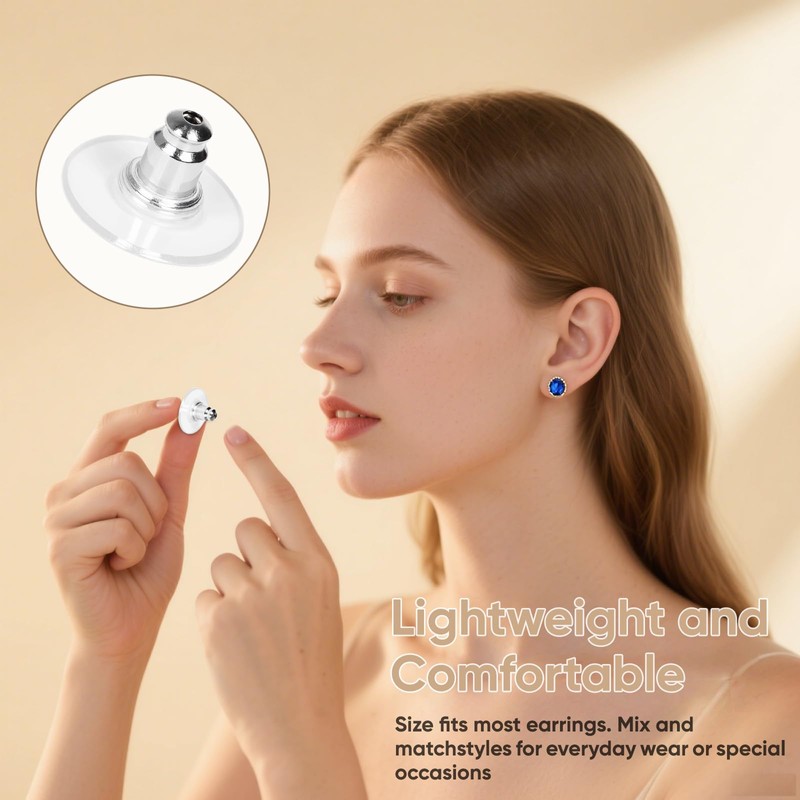 100PCS Clear Plastic Earring Backs: Non-Slip Safety Earring Back for