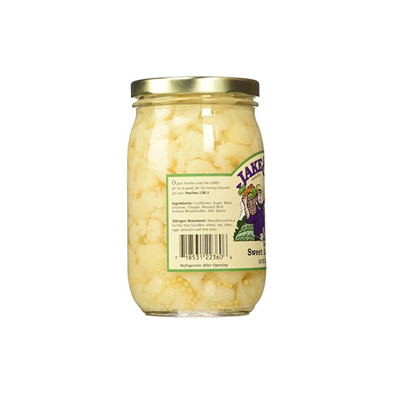 Jake & Amos Pickled Sweet Cauliflower, 16 Oz. Jar (Pack