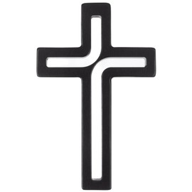 Drewniane Krzyże Hanging Cross Made of Beech Wood, Modern Wall Cross, Crucifix, Smooth Surface, Hanging Wooden Cross (Black, 25 x 16 x 1.6 cm)