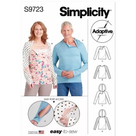 Simplicity 9723 Adaptive Special Needs Chemo Top and  Hoodie EZ Pattern Unisex
