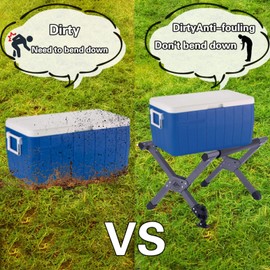 Ablazer Folding Cooler Stand Frame with Carry Bag, Anti-Slip for Camping Hiking BBQ Cooking Picnic Outdoor, Light Weight Foldable Fridge Ice Box Holder, Portable Luggage Stand, 19.7" x 13" x 13.4"