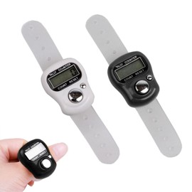 BAOSROY Round Counter, Row Counter, Hand Counter, Digital Hand Counter, Small, Row Counter Ring, Finger Counter, Digital Lap Counter, for Inventory Measurements, Training School, Black and White, 2