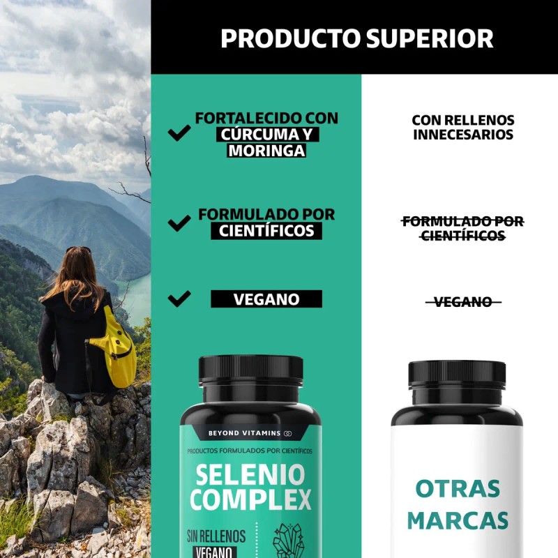 Selenio Seleniometionina 240mcg Vitamina Moringa Raíz Cúrcuma Capsulas Curcuminoides 100