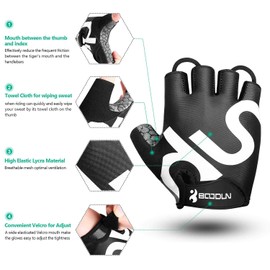 KONVINIT Cycling Gloves Fingerless Rubber Padded Women & Men Gym MTB Breathable Non-Slip Outdoor Sports Gloves by, black, m