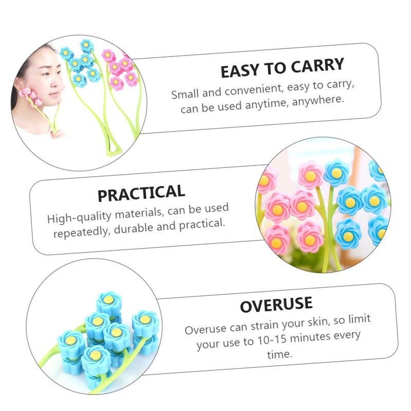 FRCOLOR 2pcs Facial Roller Massager Ergonomic Face Massage Tool for