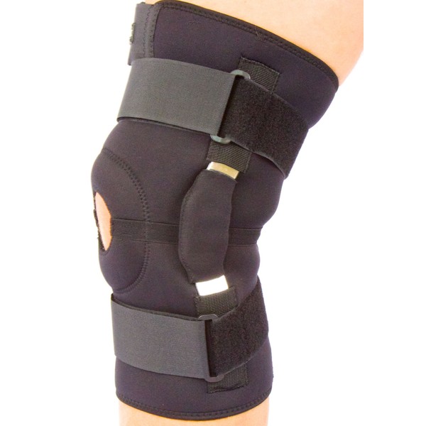Hinged Adjustable Neoprene Knee Support Brace with Unique Multi Strap
